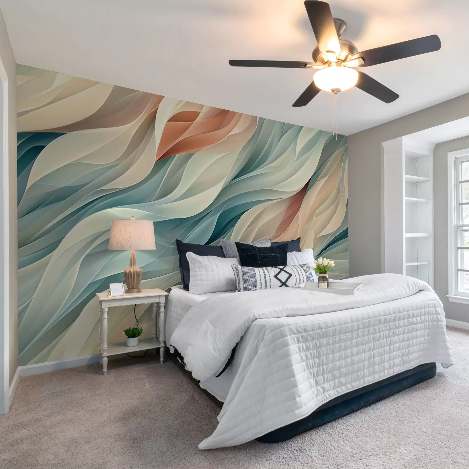 Fototapet Okouzlující abstraktní design s jemnými pastelovými vlnami w01335