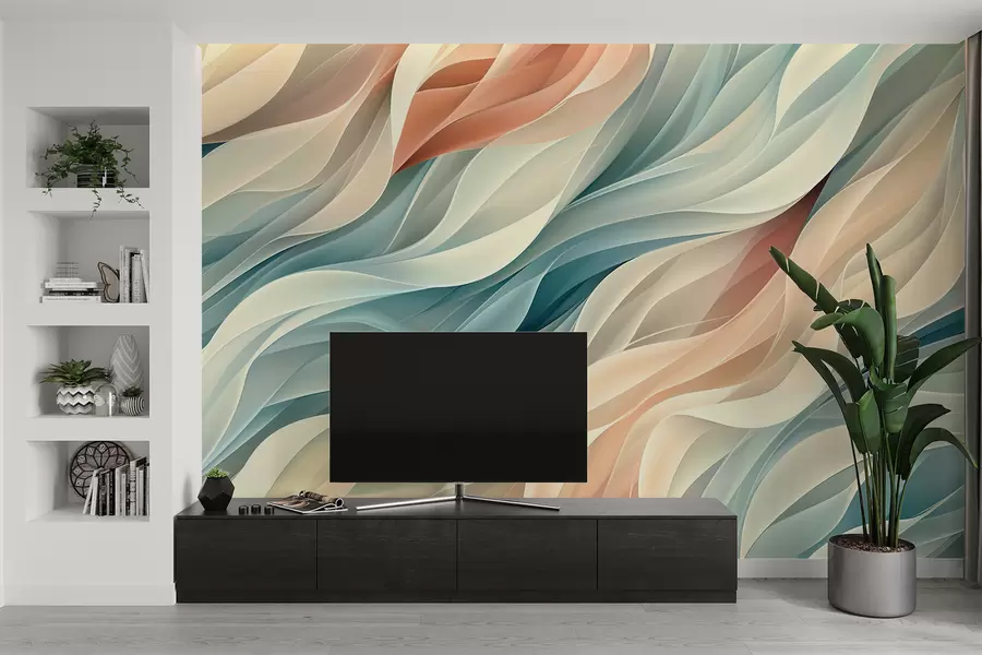 Fototapet Okouzlující abstraktní design s jemnými pastelovými vlnami w01335