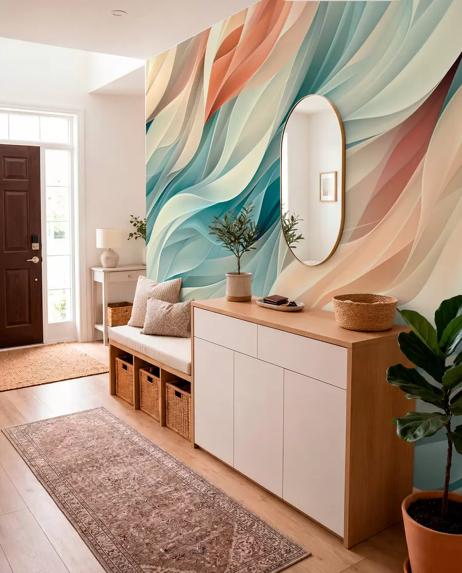 Fototapet Okouzlující abstraktní design s jemnými pastelovými vlnami w01335