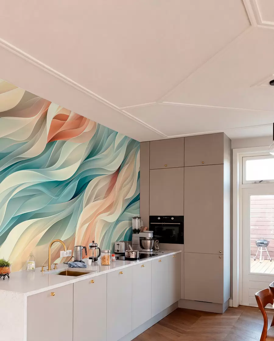 Fototapet Okouzlující abstraktní design s jemnými pastelovými vlnami w01335