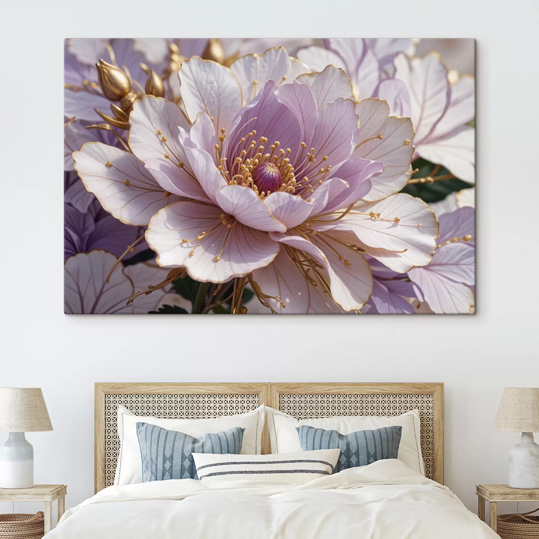 Fototapet Detailní záběr velké, světle růžové pivoňky s jemnými okvětními lístky a jasně žlutým středem s40384