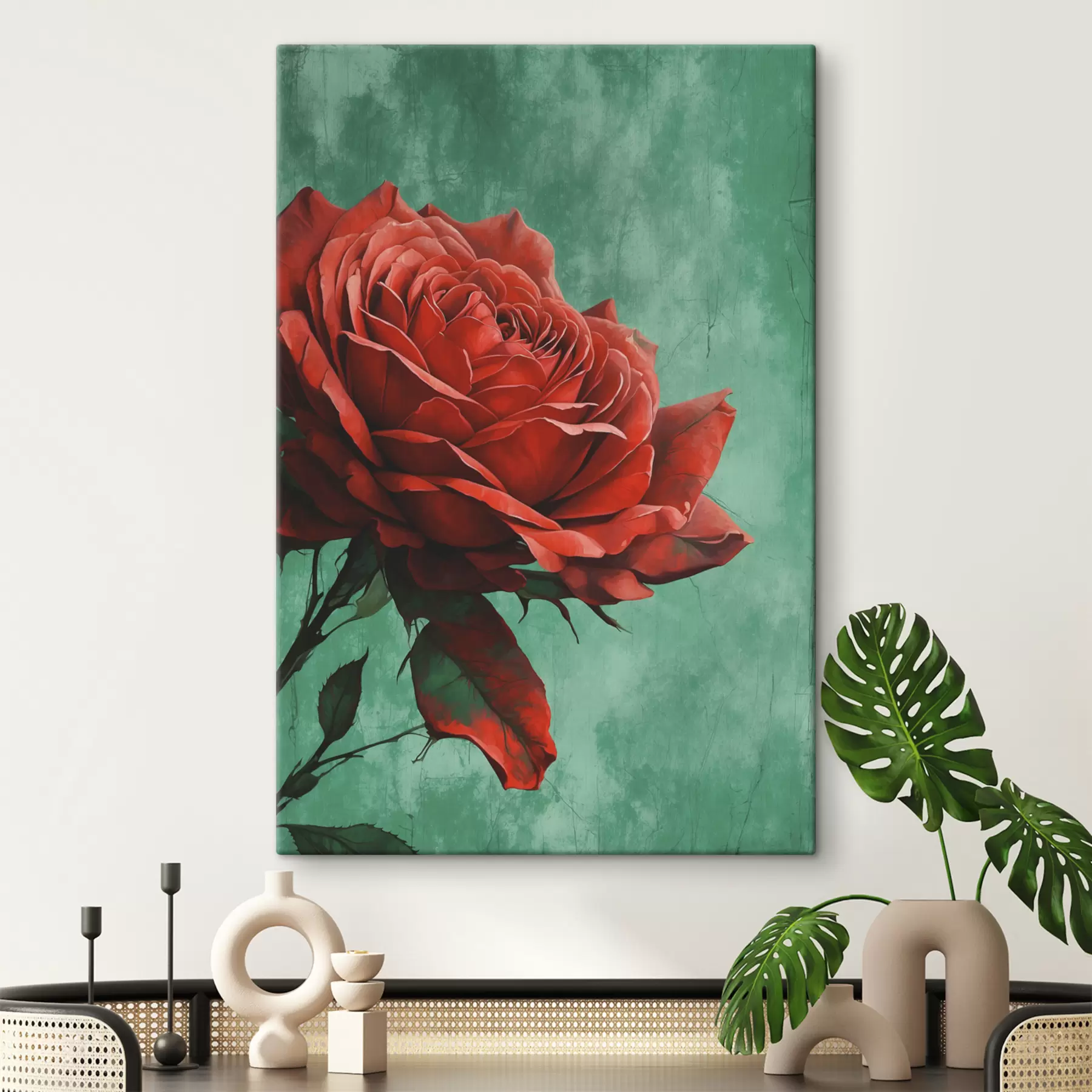 Fototapet Růže na zeleném pozadí s40339