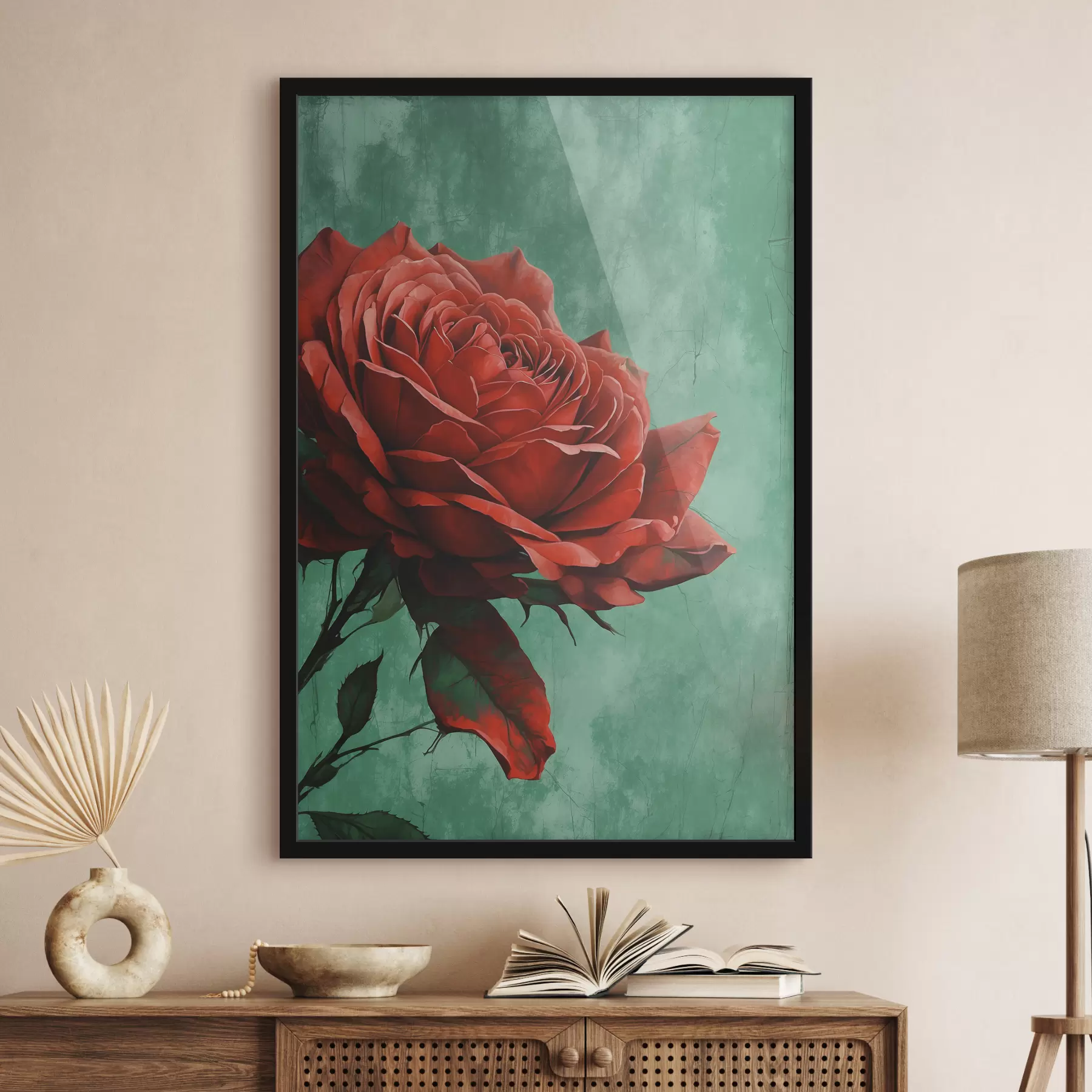 Obraz Růže na zeleném pozadí Č. f40339