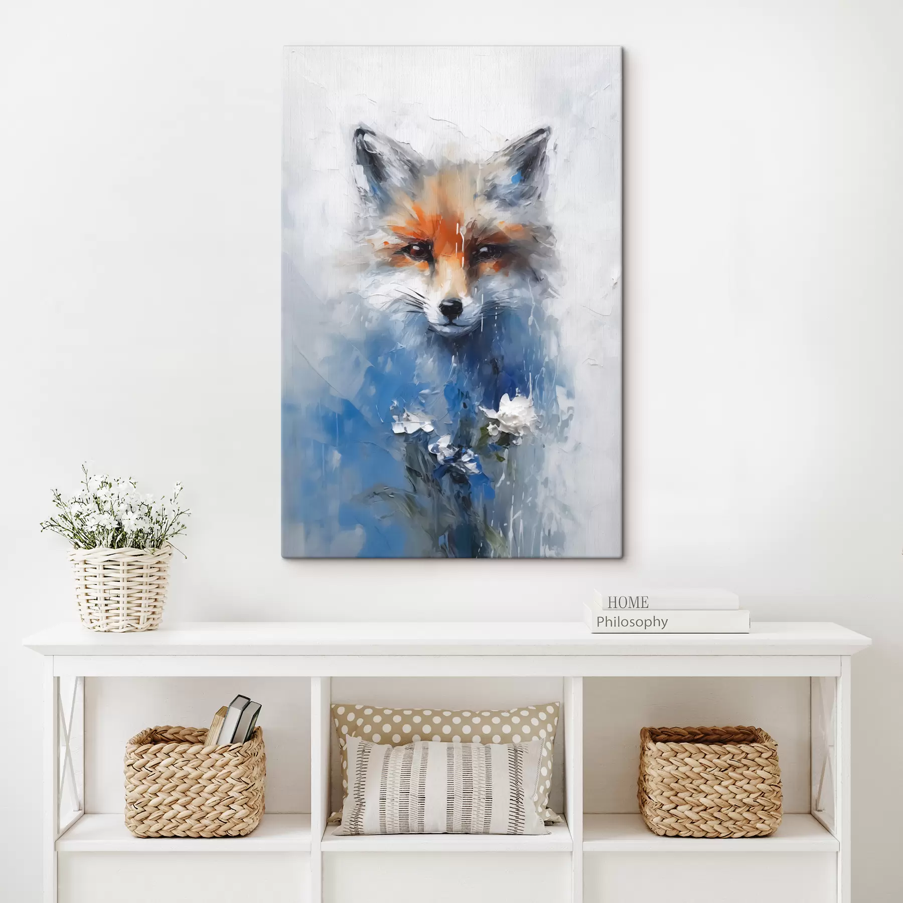 Fototapet Abstraktní portrét lišky v modrých skvrnách s40524