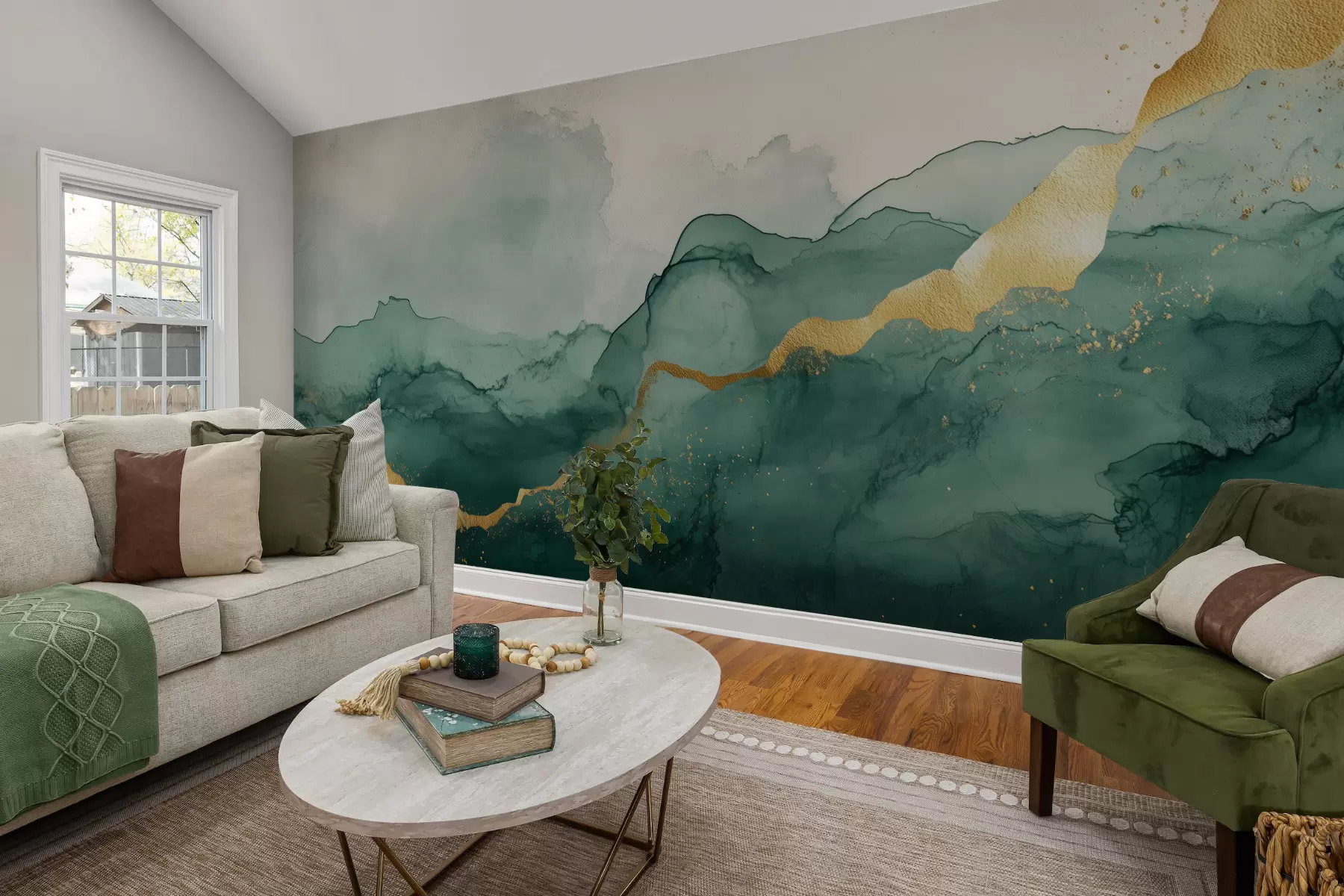 Fototapet Vintage smaragdová akvarelová kompozice w01362v1