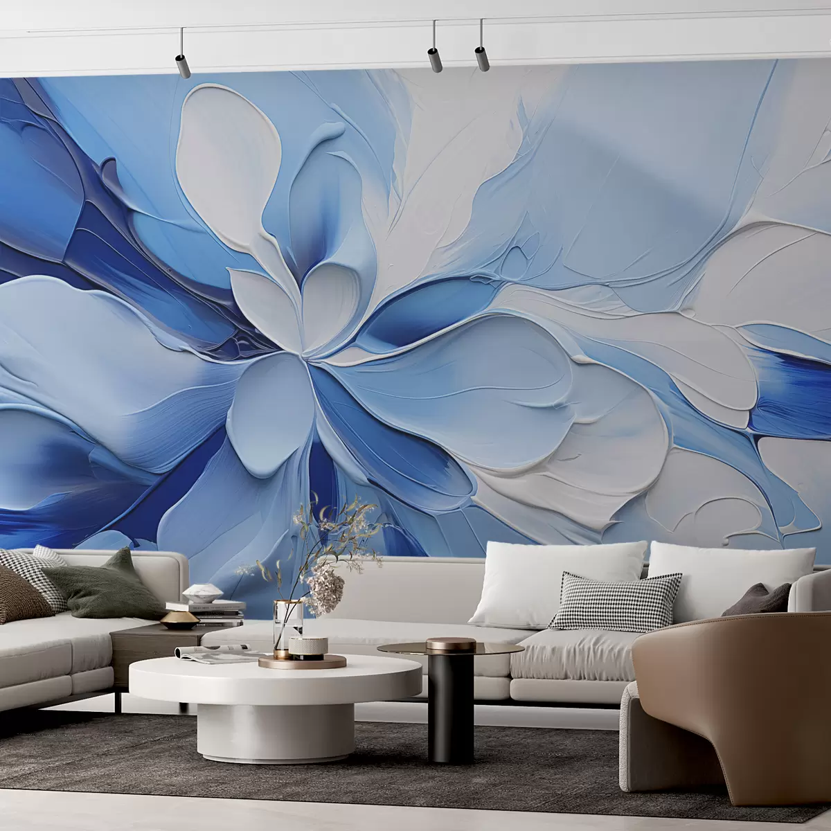 Fototapet Modré abstraktní tahy štětcem na pozadí w01560