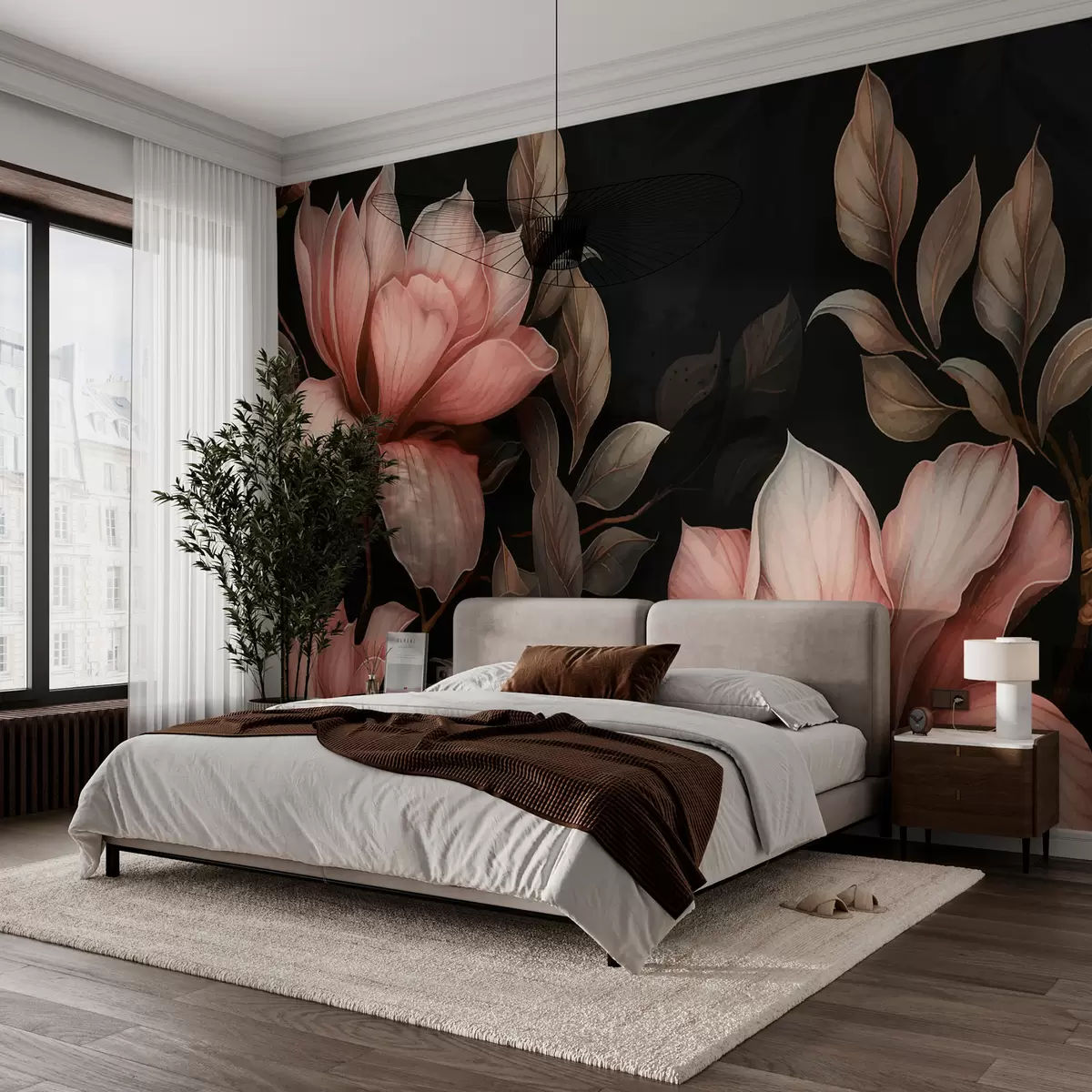 Fototapet Květiny na černém pozadí w01100