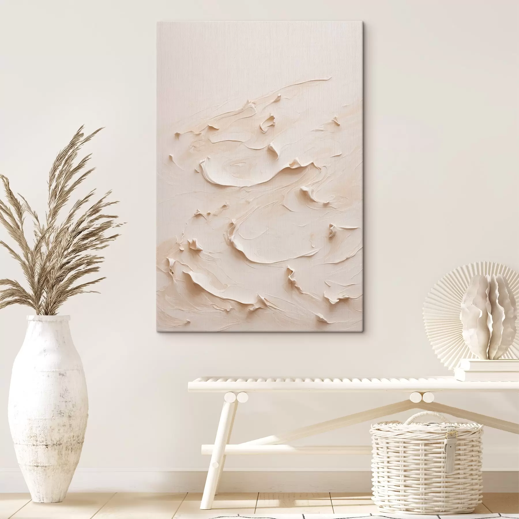 Fototapet Abstraktní malba v bílých olejových barvách s40623