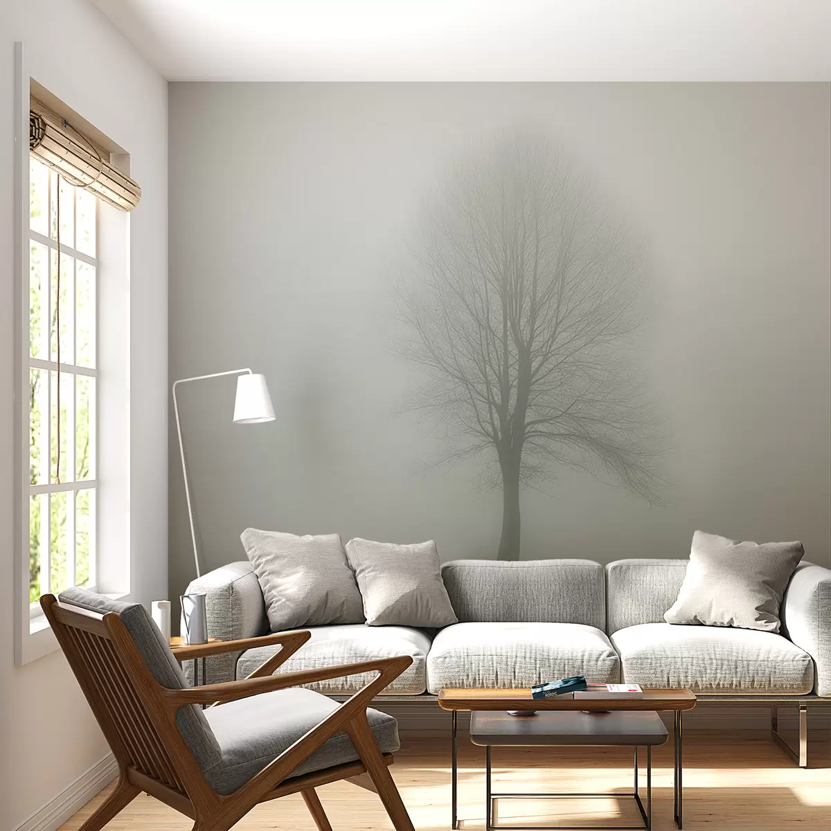 Fototapet Strom v mlze v tmavě zelených barvách w01660