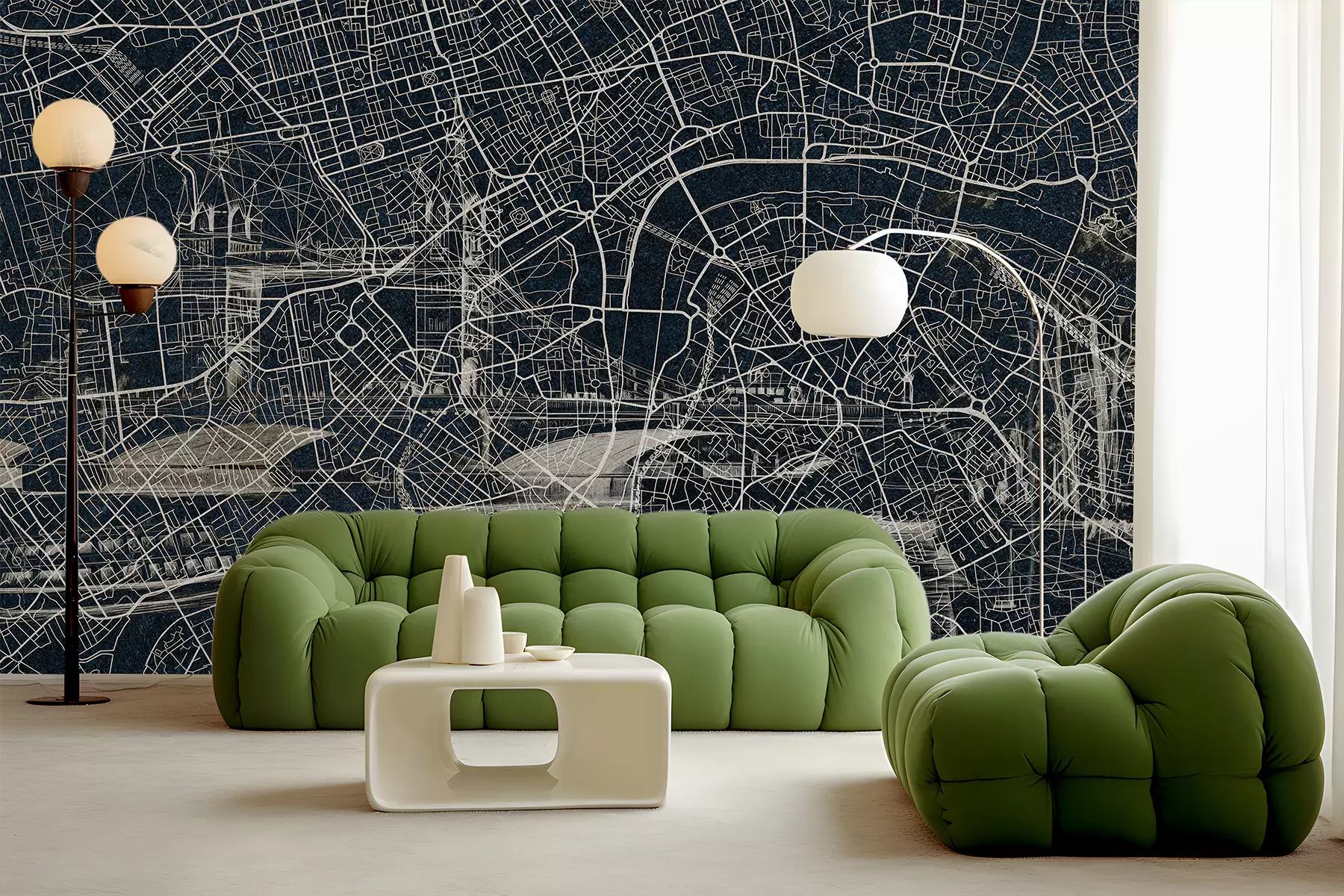 Fototapet Mapa Londýna, kresba, architektura, tmavé barvy w01702v1