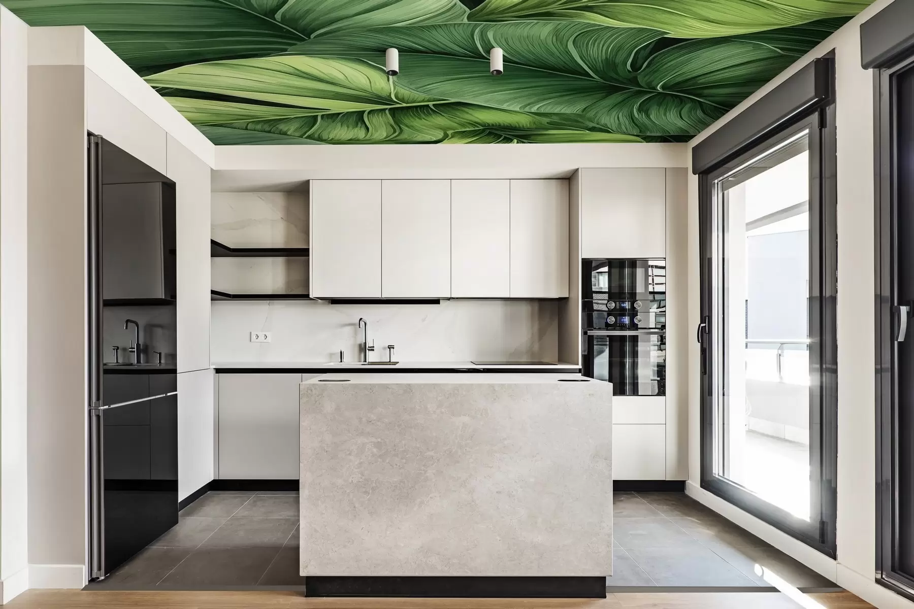 Fototapet Velké tropické zelené listy akvarel w01782