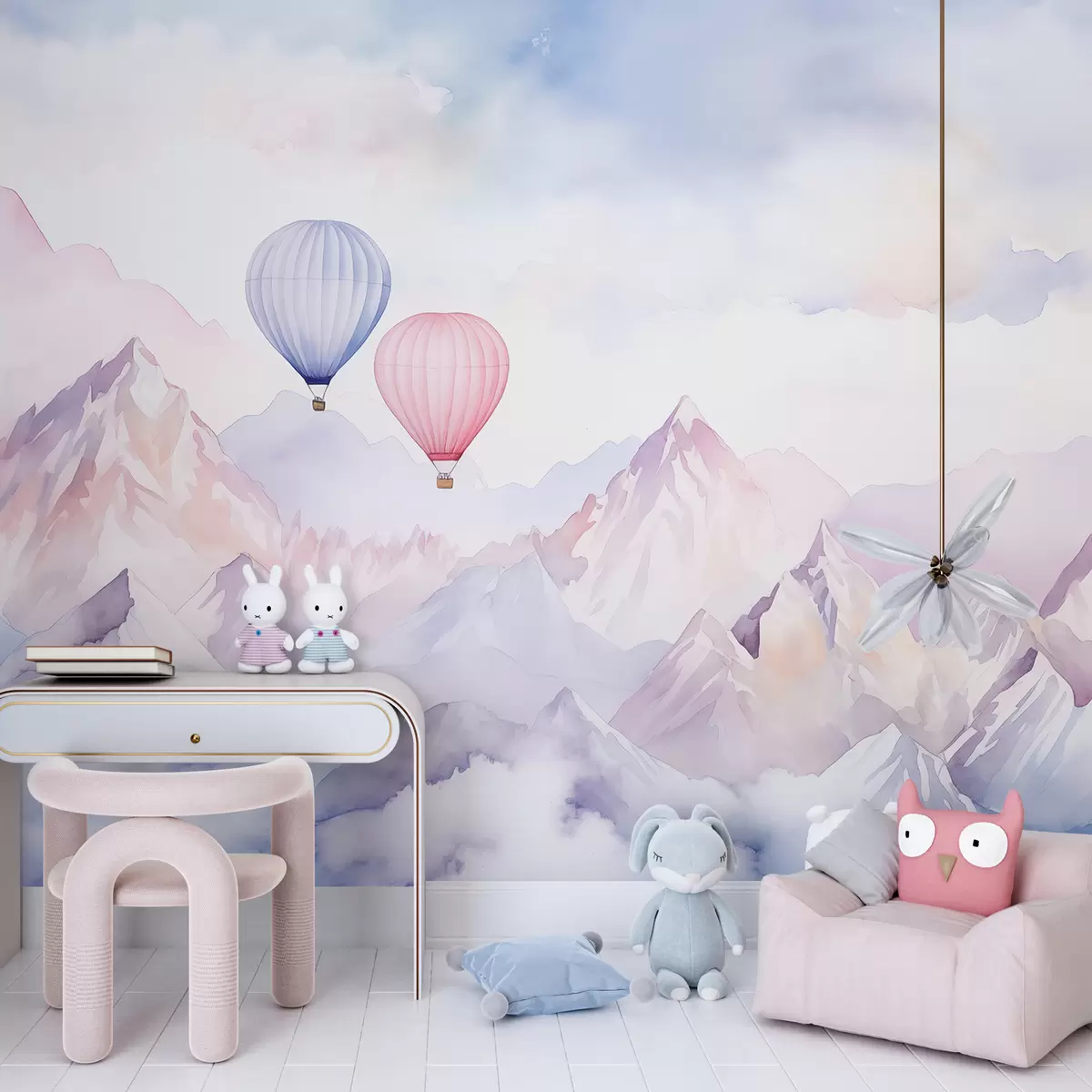 Fototapet Balony nad růžovými vrcholy w01786