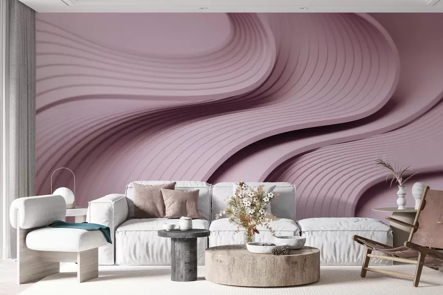 Fototapet Elegantní objemné vlny ve 3D stylu v pudrových odstínech w01147v1