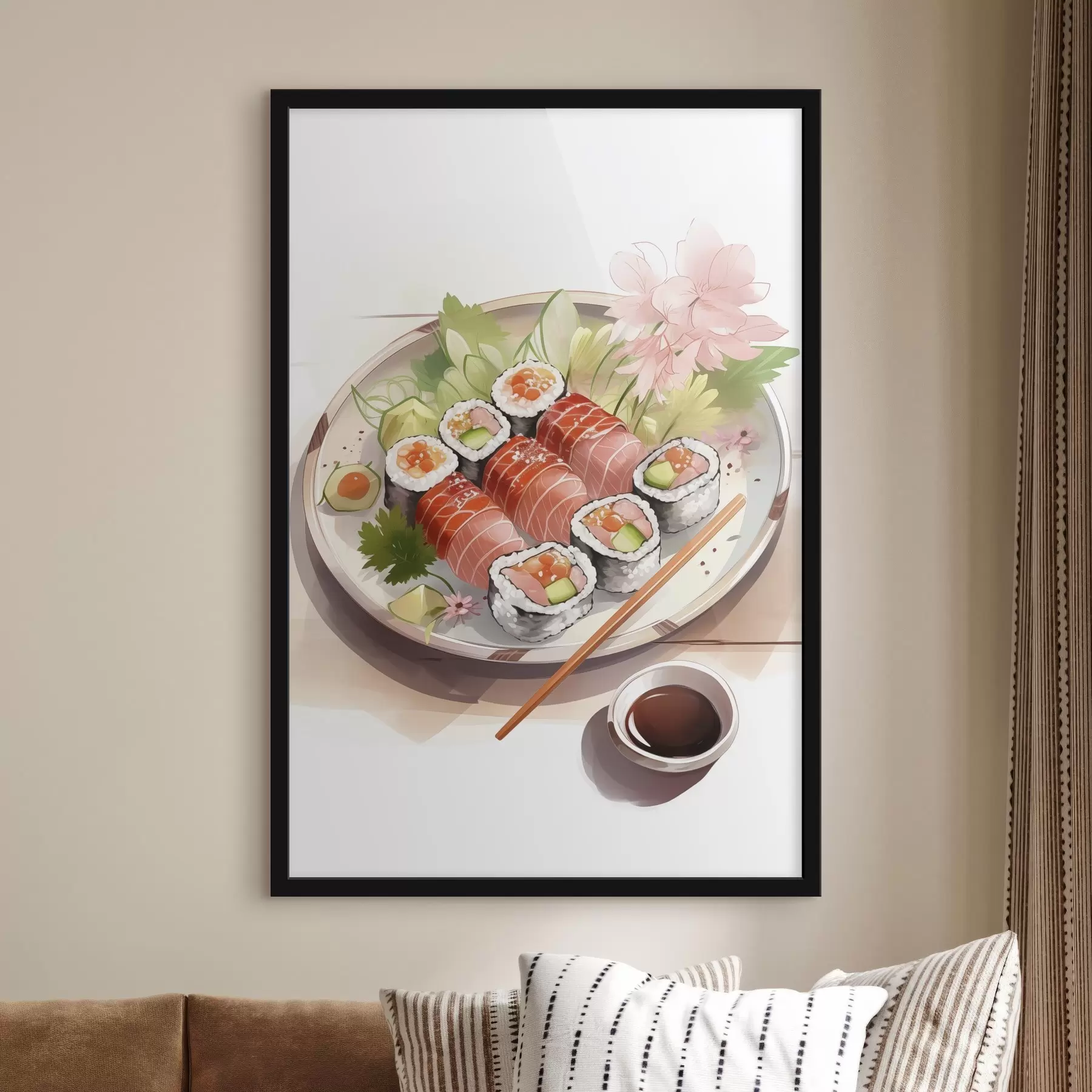 Obraz Akvarel sushi, květinový, japonský Č. f41181