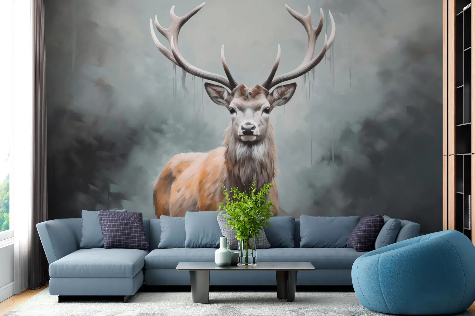 Fototapet Elegantní jelen v mlze w01796