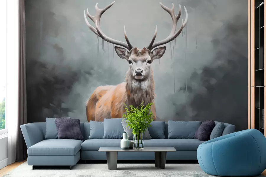 Fototapet Elegantní jelen v mlze w01796