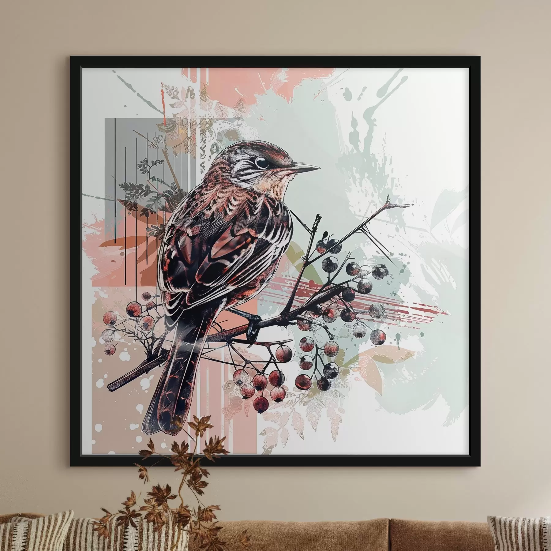 Fototapet Pták na větvi f38273