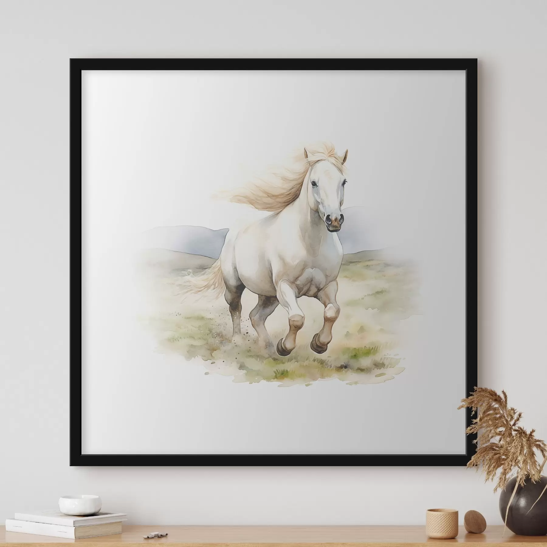 Fototapet Bílý kůň běžící po poli f38477
