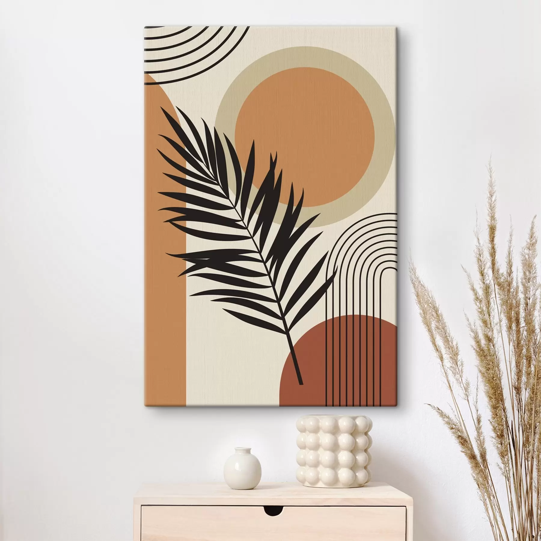 Fototapet Palmový list na geometrickém pozadí s36170