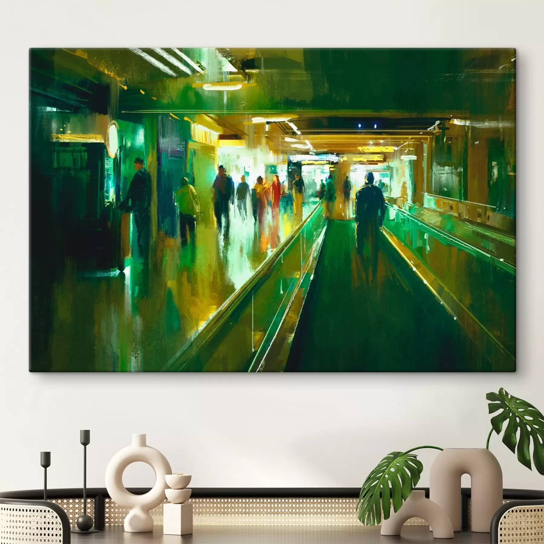 Obraz Skupina lidí jdoucí po eskalátoru Č. s37103