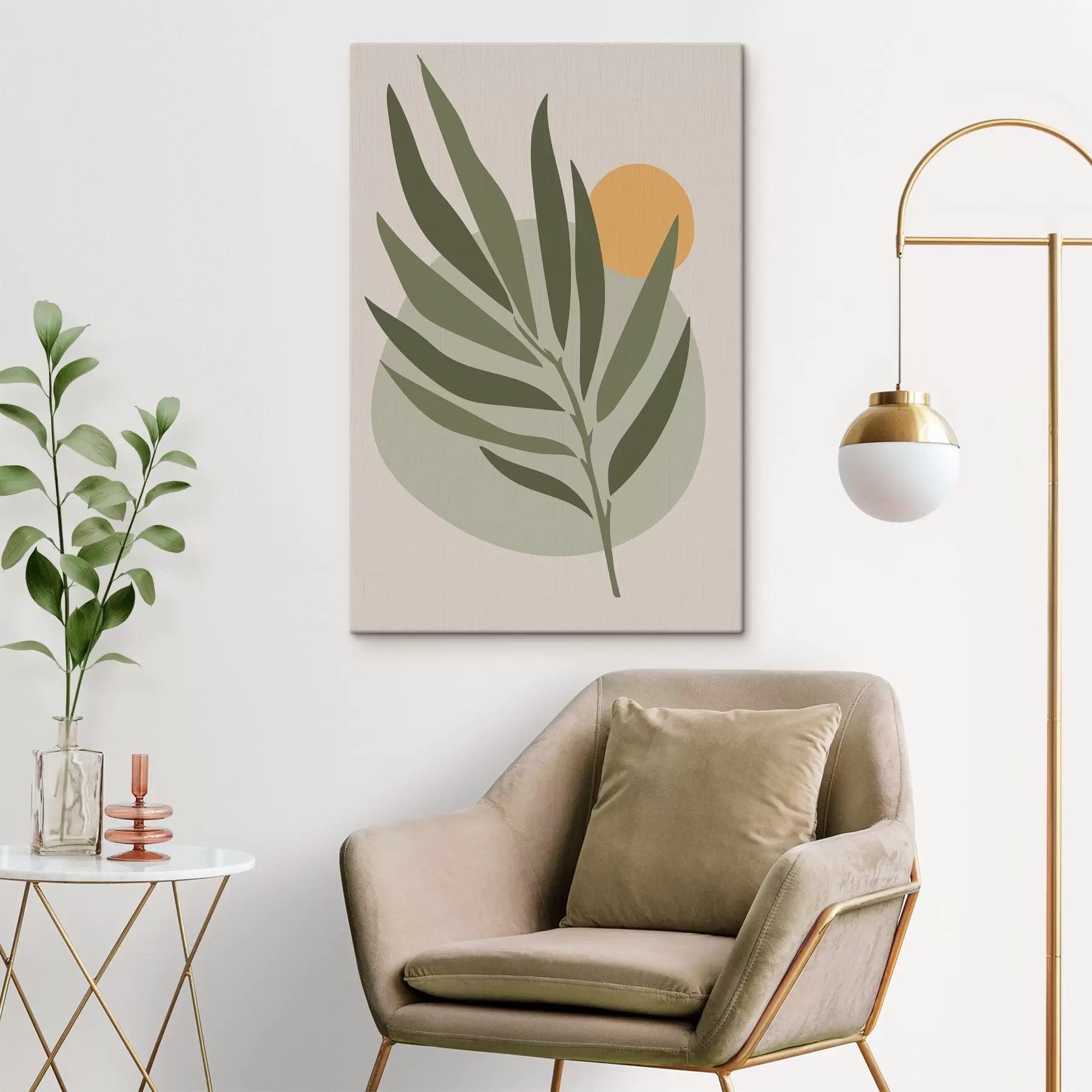 Obraz Zelený list se žlutým kruhem Č. s37442