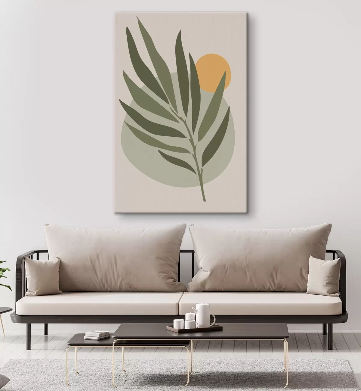 Obraz Zelený list se žlutým kruhem Č. s37442