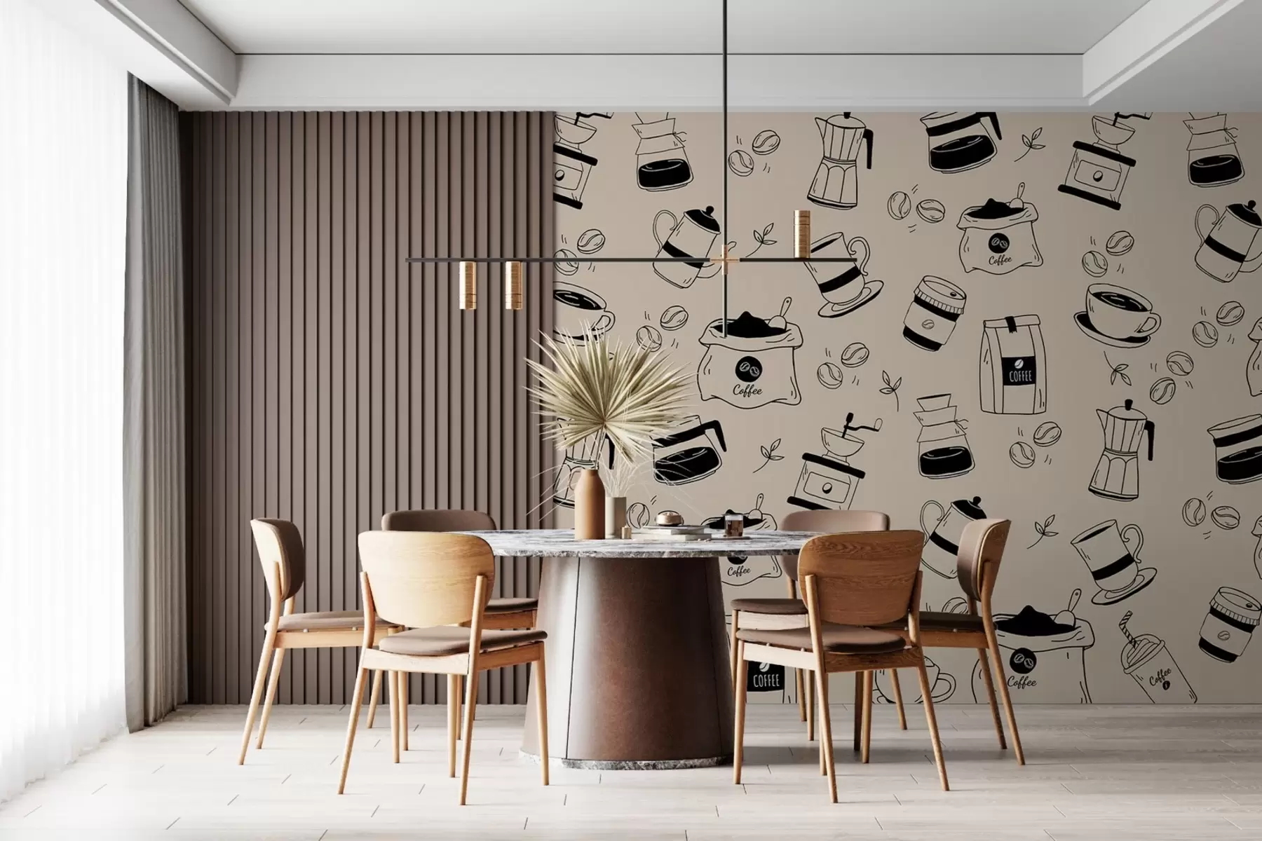 Fototapet Detaily kávy na světlém pozadí w02002