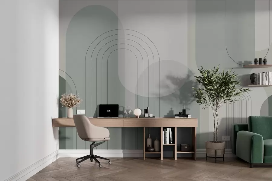 Fototapet Minimalistická a boho geometrie v zelených tónech w01920