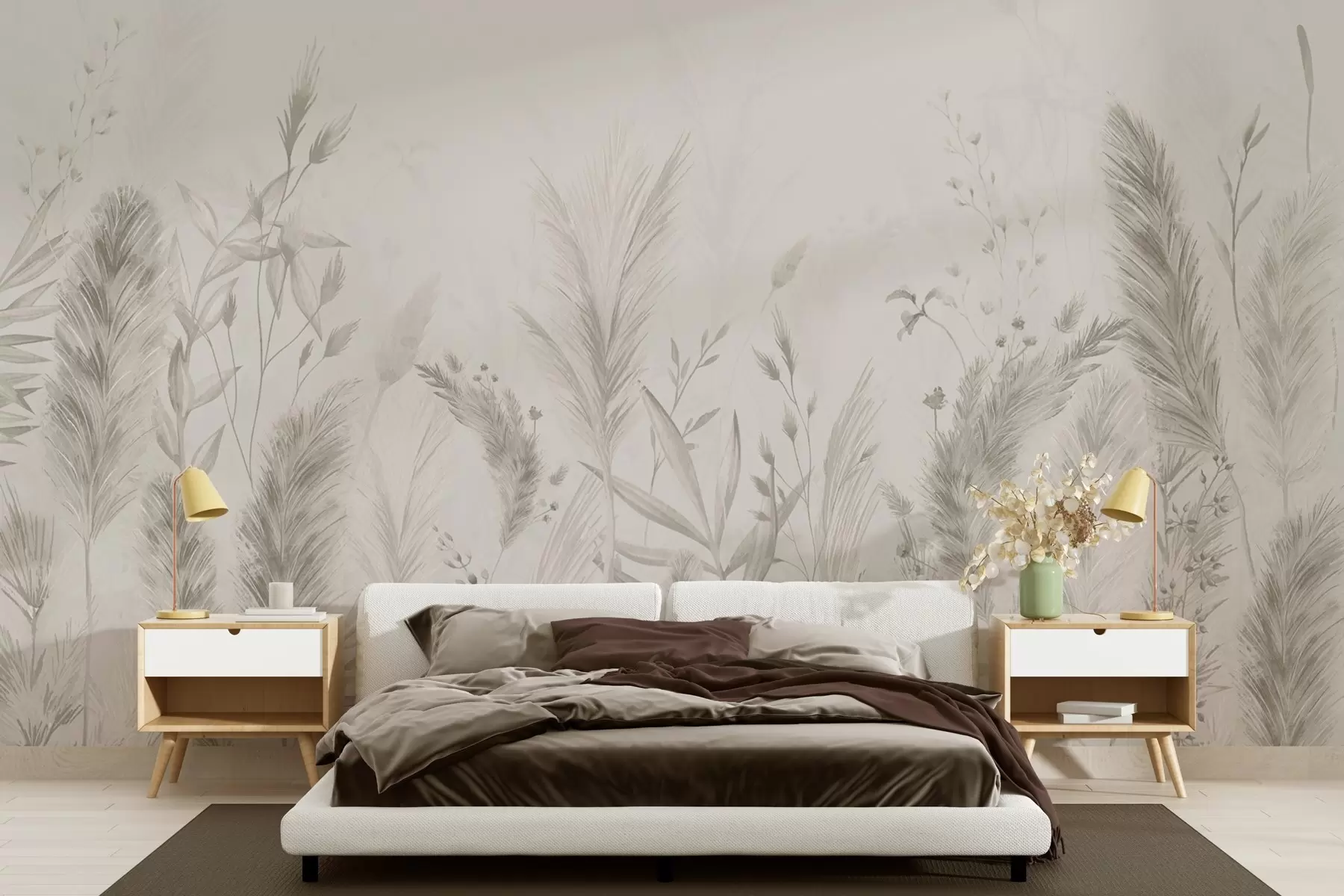 Fototapet Vysoké polní trávy a květiny v pastelových barvách w02004v1