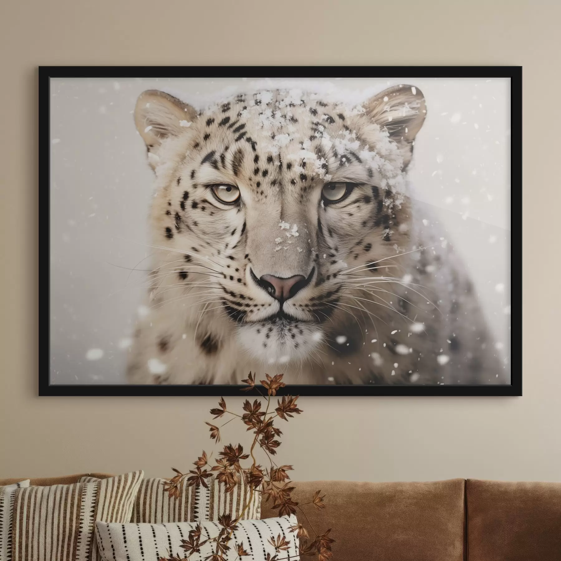 Obraz Portrét leoparda pod padajícím sněhem Č. f41434