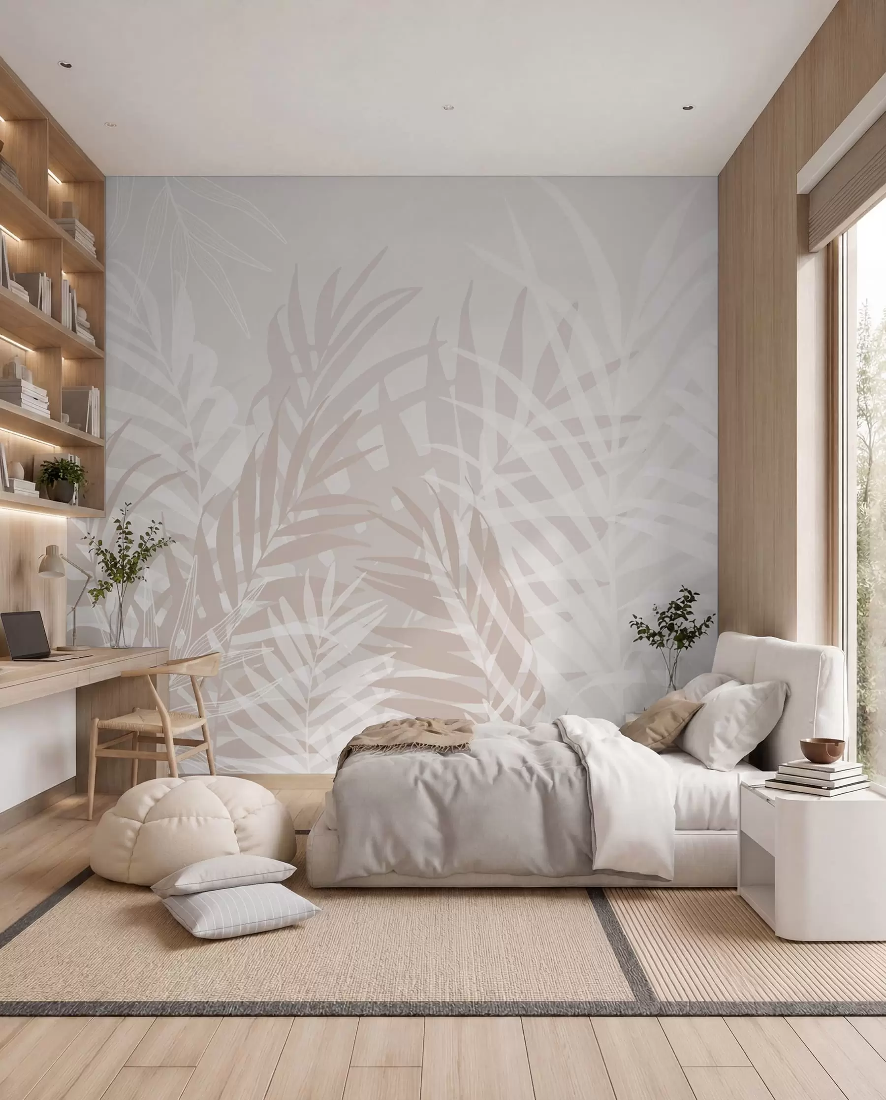 Fototapet Palmové stíny v krémové w02026v2