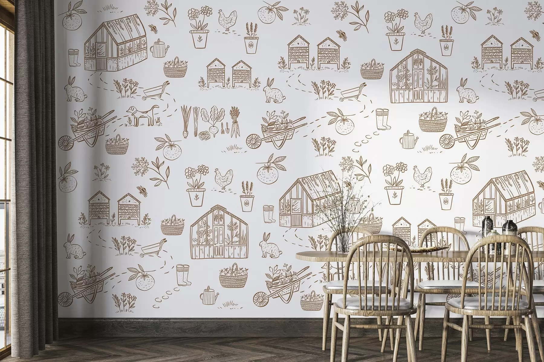 Fototapet Rozmarné zahradní scény v jemných odstínech w00254v1