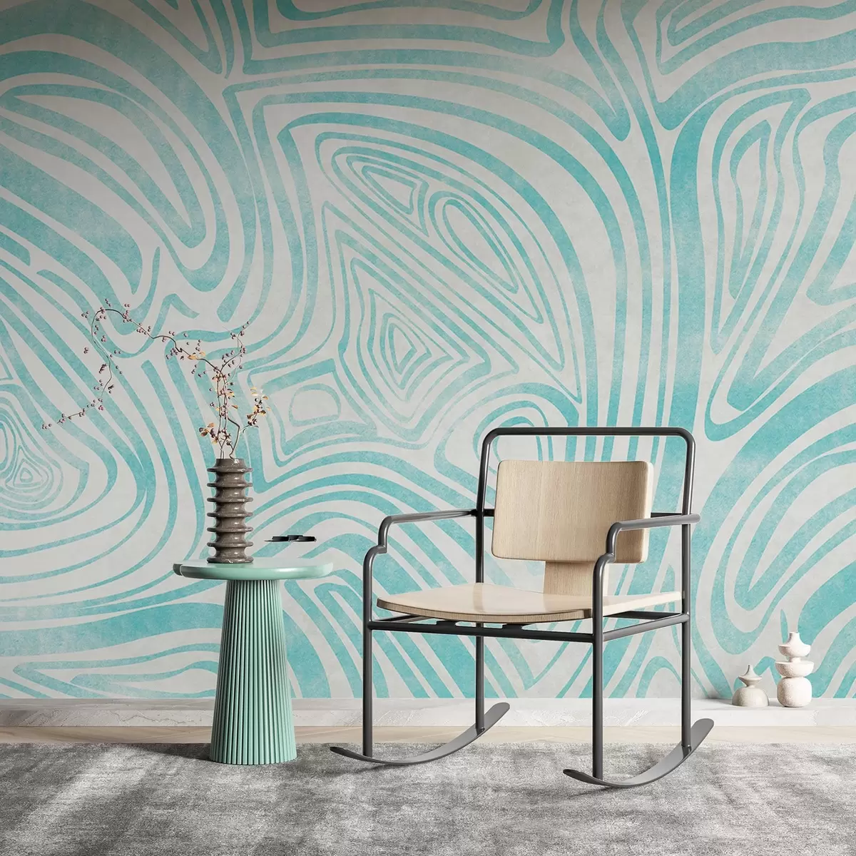 Fototapet Plynulé linie v jemných modrých odstínech w00649v3