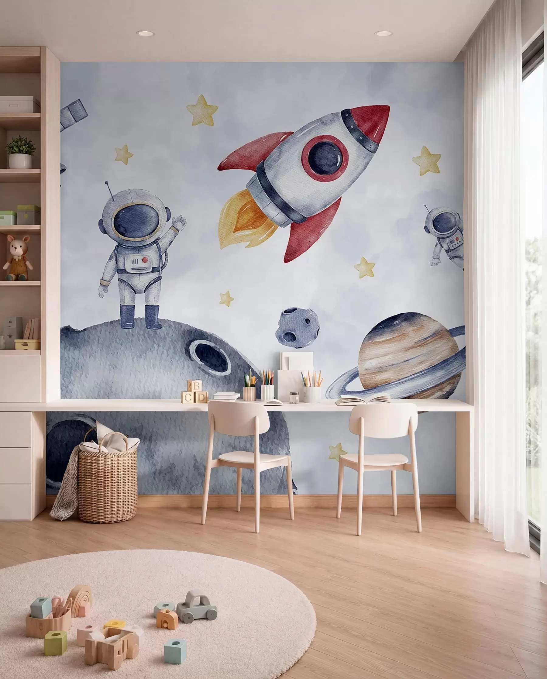 Fototapet Malí astronauti v letu w01461