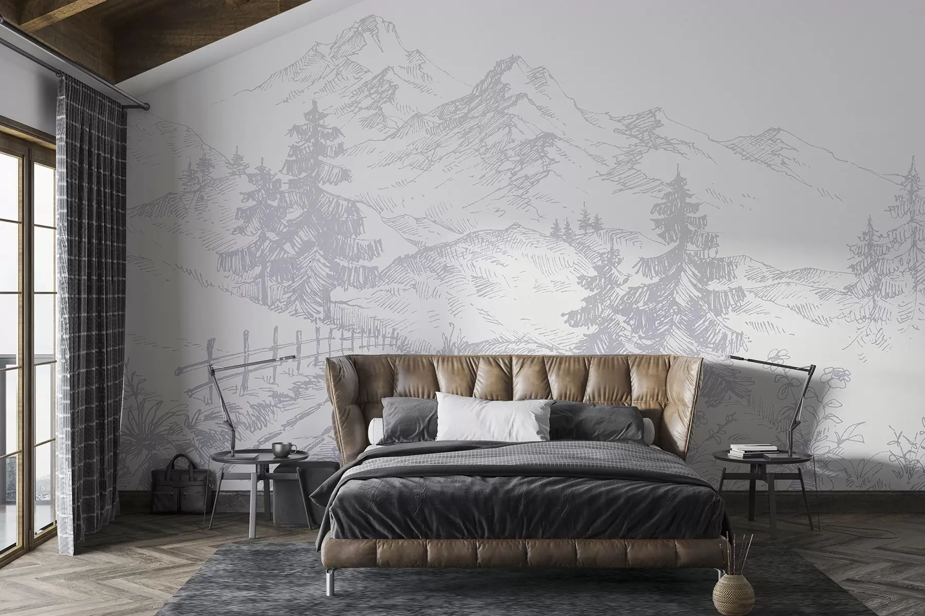 Fototapet Klidná krajina hor a stromů u99572v2