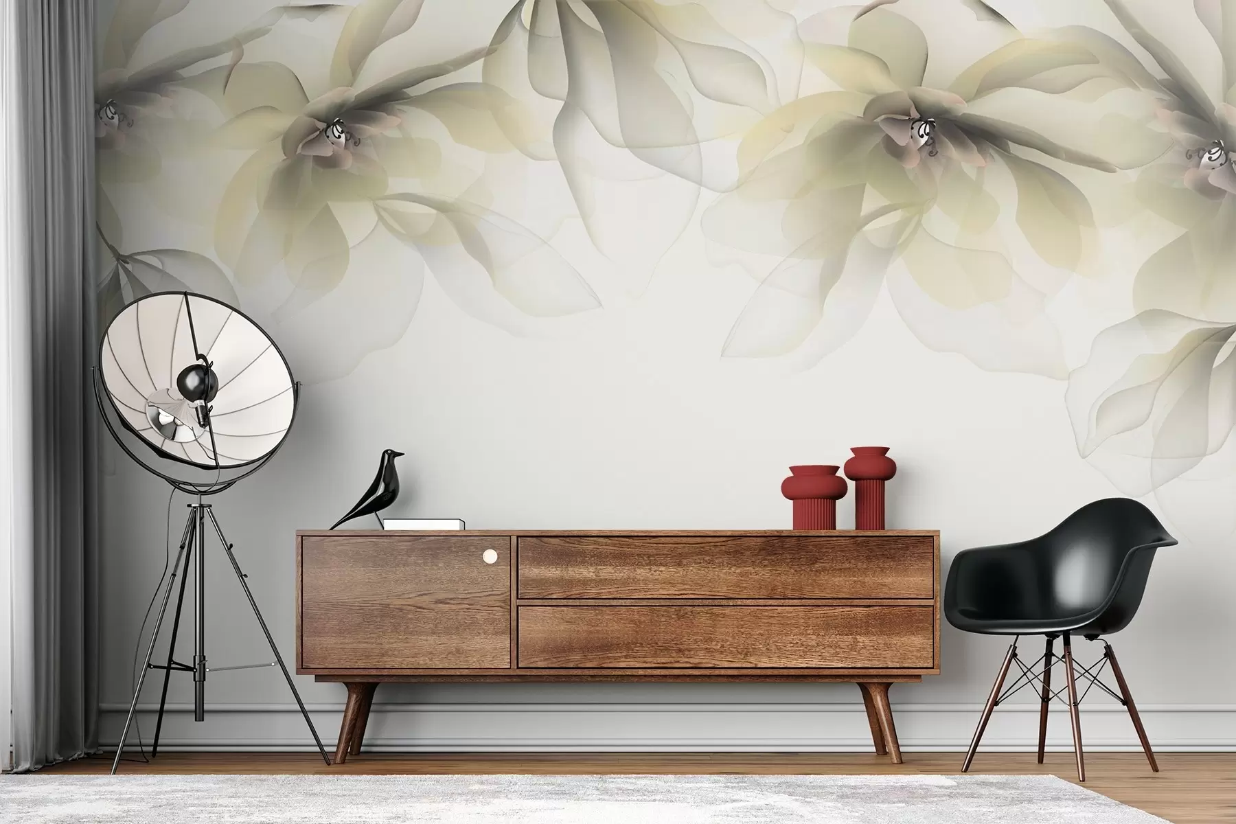 Fototapet žluté průsvitné velké květy na vrcholu w02093v1