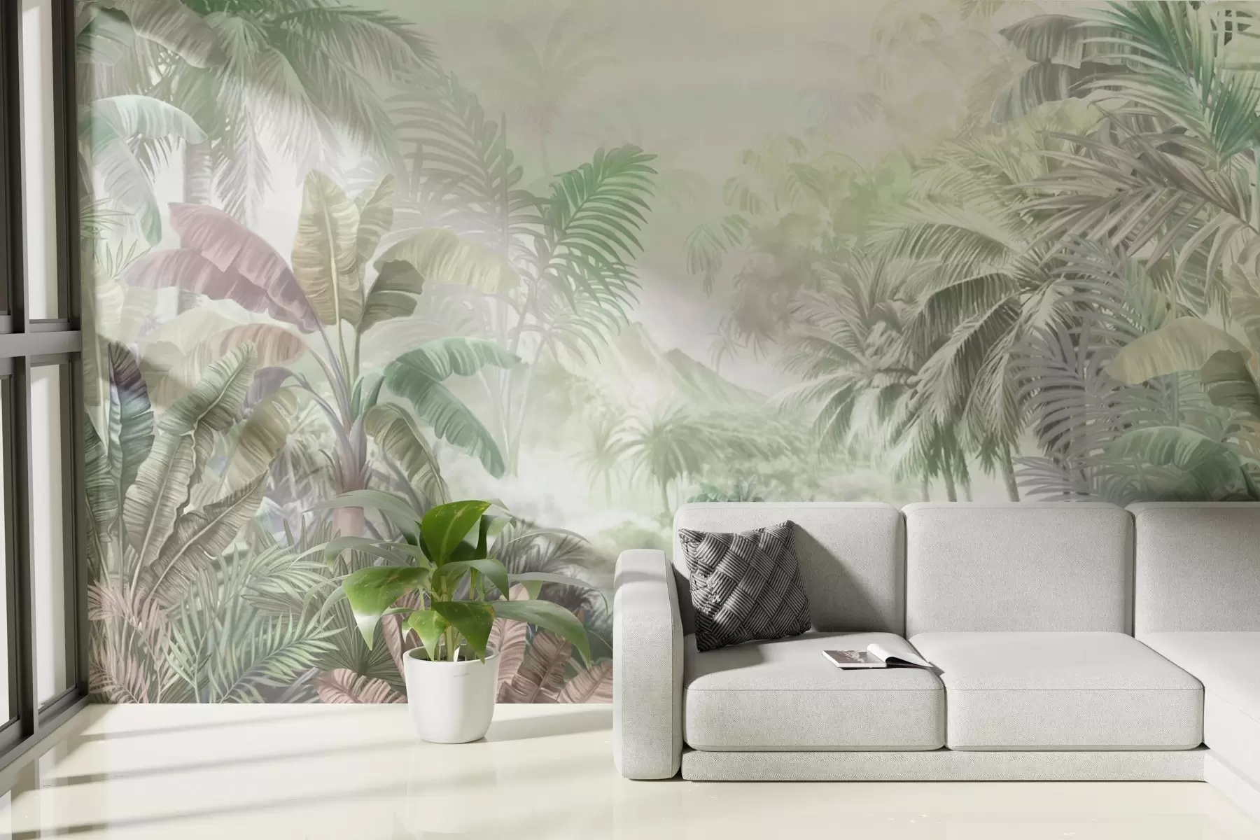 Fototapet Deštný prales v jemných zelených tónech w01931v1