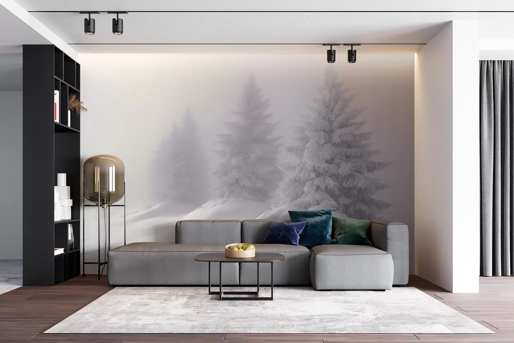 Fototapet Zasněžené jedle v samotě mlhavého rána w02065