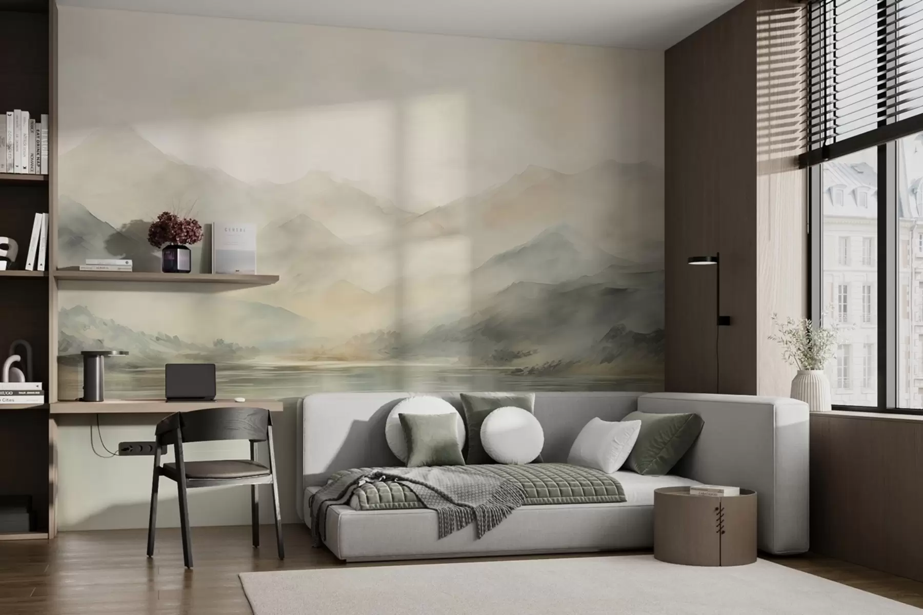 Fototapet Malovaná akvarelová horská krajina w02115