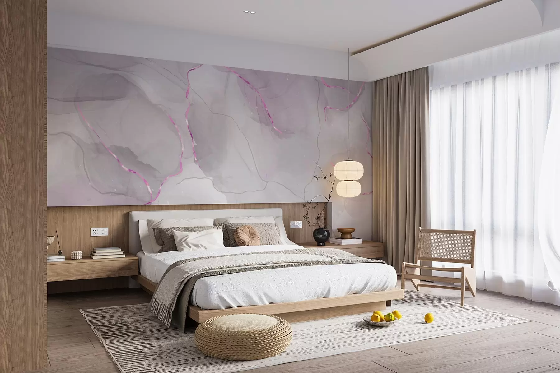 Fototapet Jemné víry růžových a šedých odstínů u80088v2