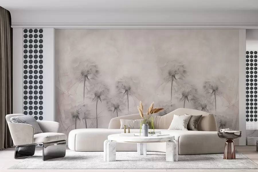 Fototapet Pampelišky na světle béžovém pozadí w01895