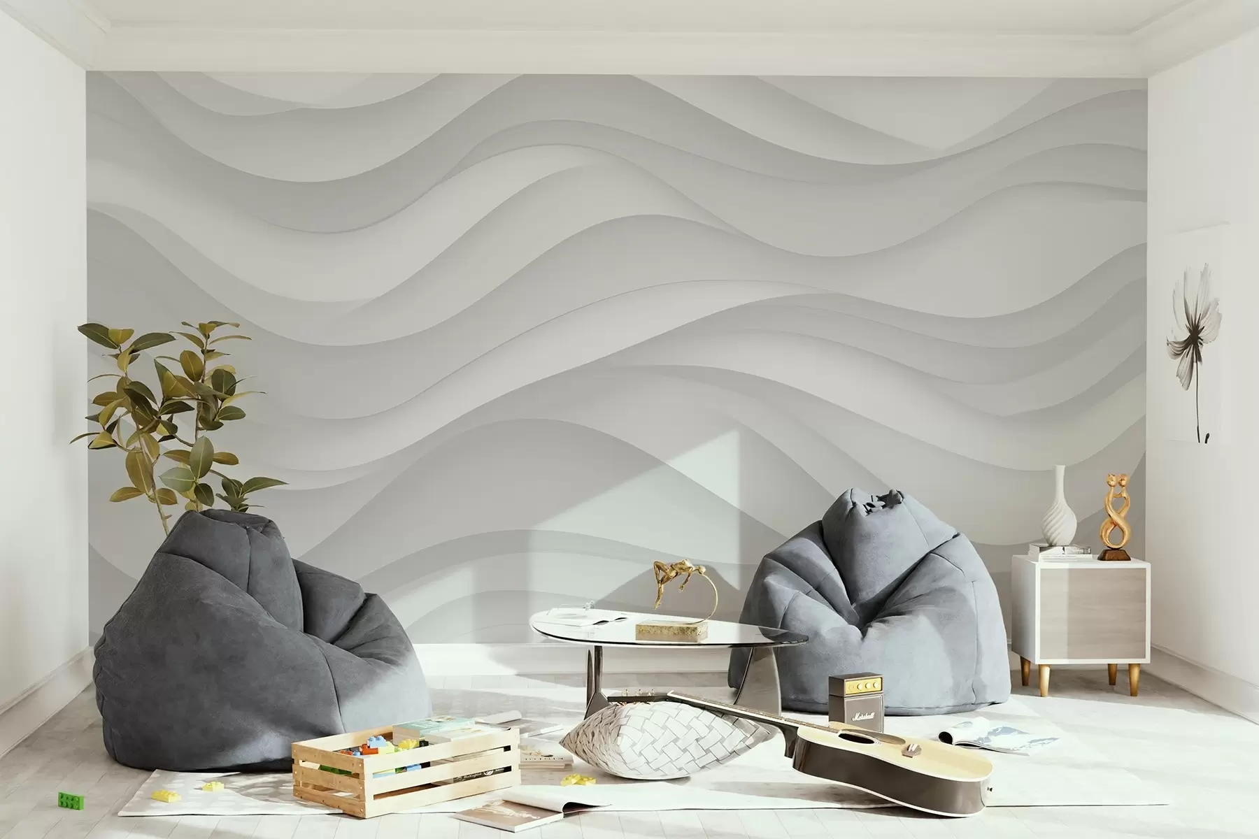 Fototapet Šedé vlny v jemných tónech w02314