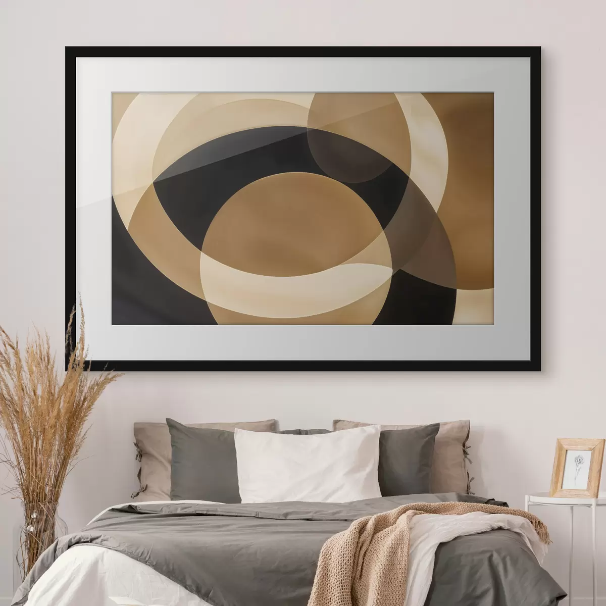 Poster Geometrické tvary v odstínech hnědé, béžové a černé vytvářejí abstraktní, minimalistickou kompozici f41741