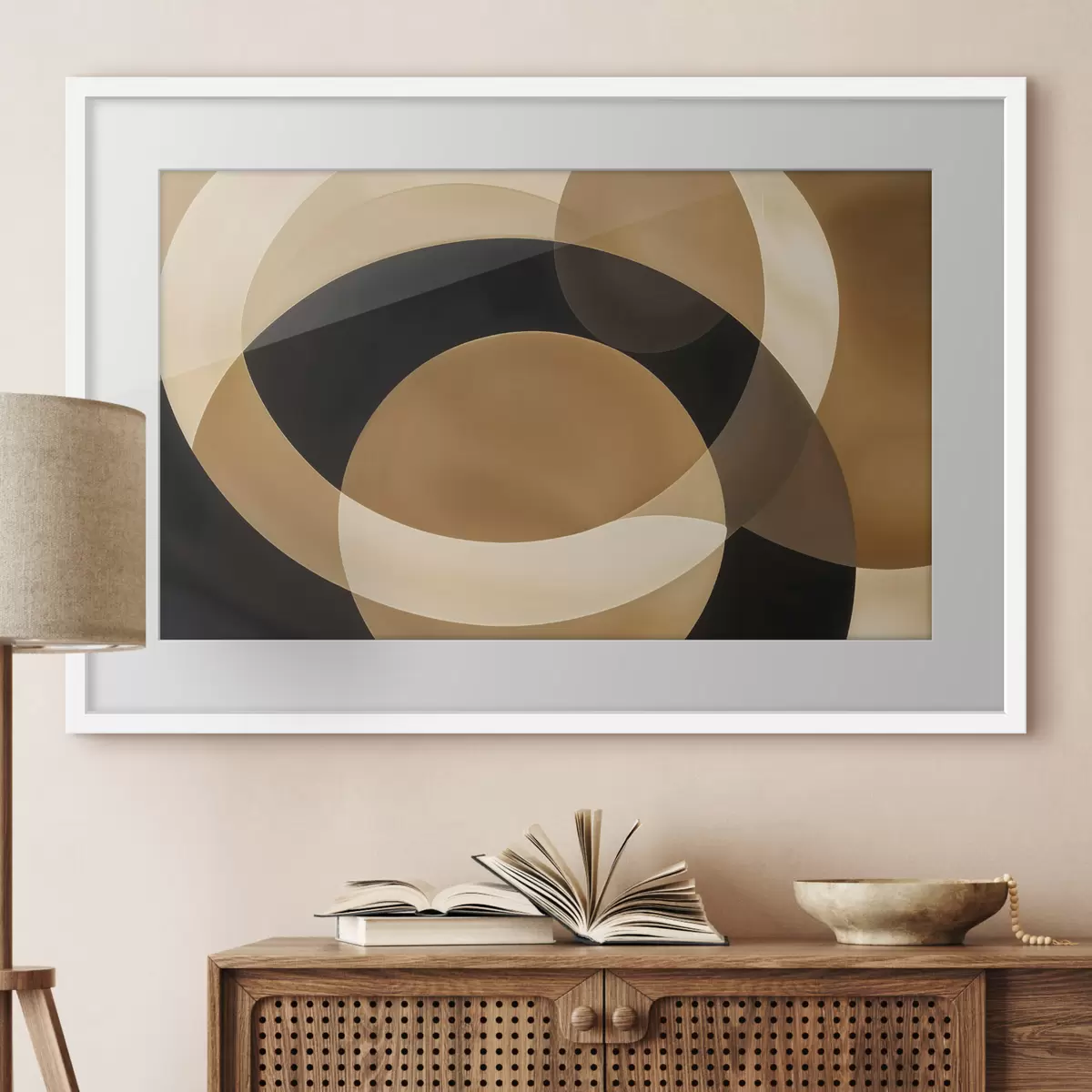 Poster Geometrické tvary v odstínech hnědé, béžové a černé vytvářejí abstraktní, minimalistickou kompozici f41741