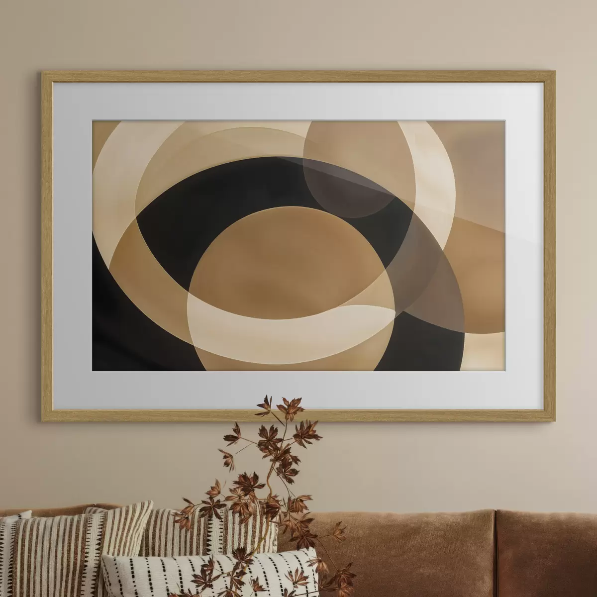 Poster Geometrické tvary v odstínech hnědé, béžové a černé vytvářejí abstraktní, minimalistickou kompozici f41741