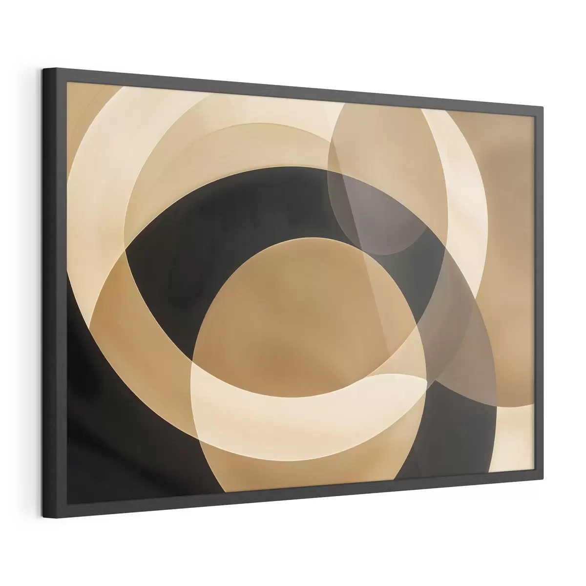 Poster Geometrické tvary v odstínech hnědé, béžové a černé vytvářejí abstraktní, minimalistickou kompozici f41741