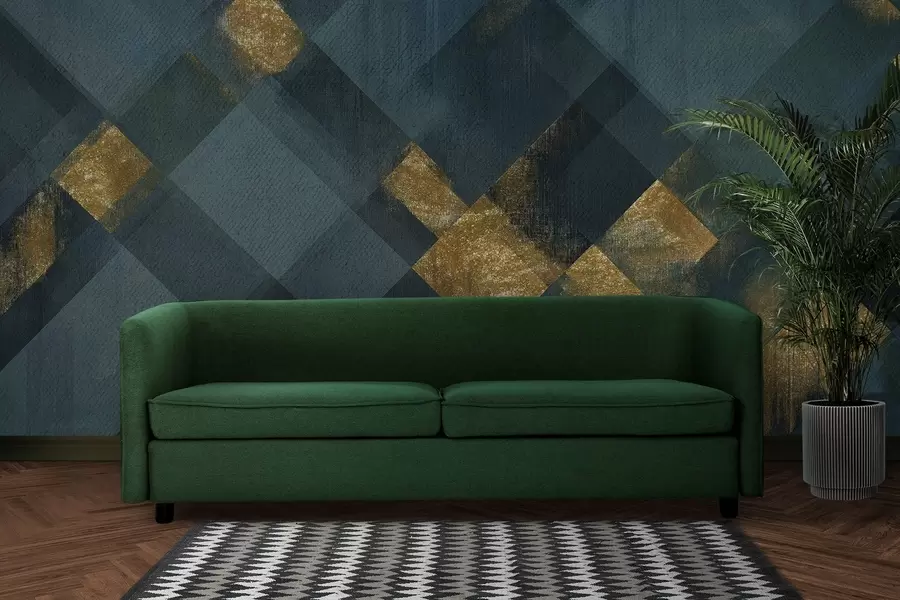 Fototapet moderní geometrie v luxusním stylu se smaragdovým odstínem w02340v1