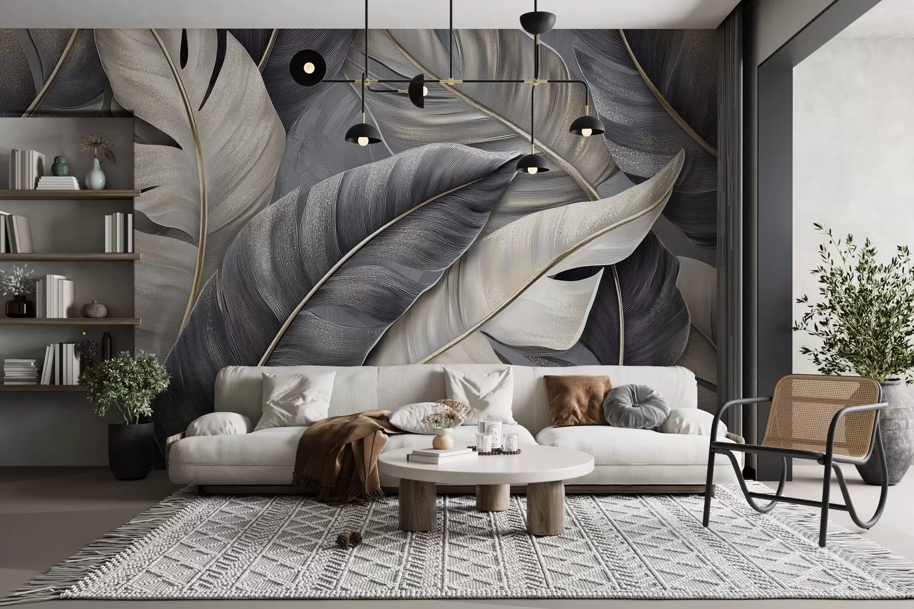 Fototapet luxusní tapety s velkými tropickými listy w02342