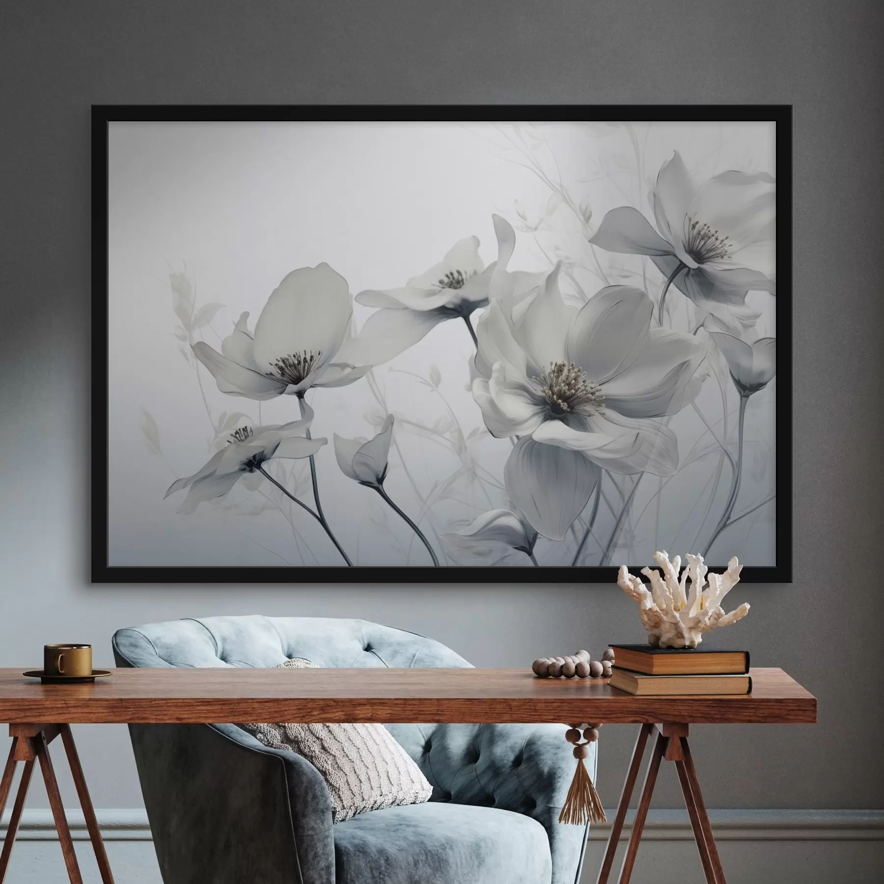 Fototapet Jemné šedé květy f41829