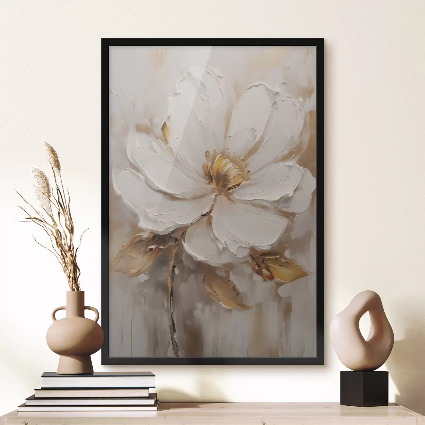 Fototapet Bílý květ se žlutými odstíny na texturovaném pozadí f41820